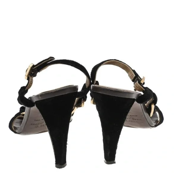 Marc By Marc Jacobs Black & Gold Strappy Heels GUC - Picture 4 of 7